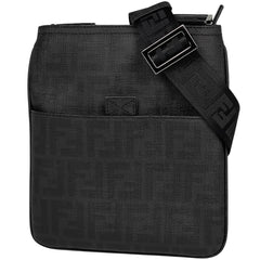 フェンディ ズッカ柄 ショルダーバッグ コーティングキャンバス ブラック 7VA214 メンズ 【中古】 brbag