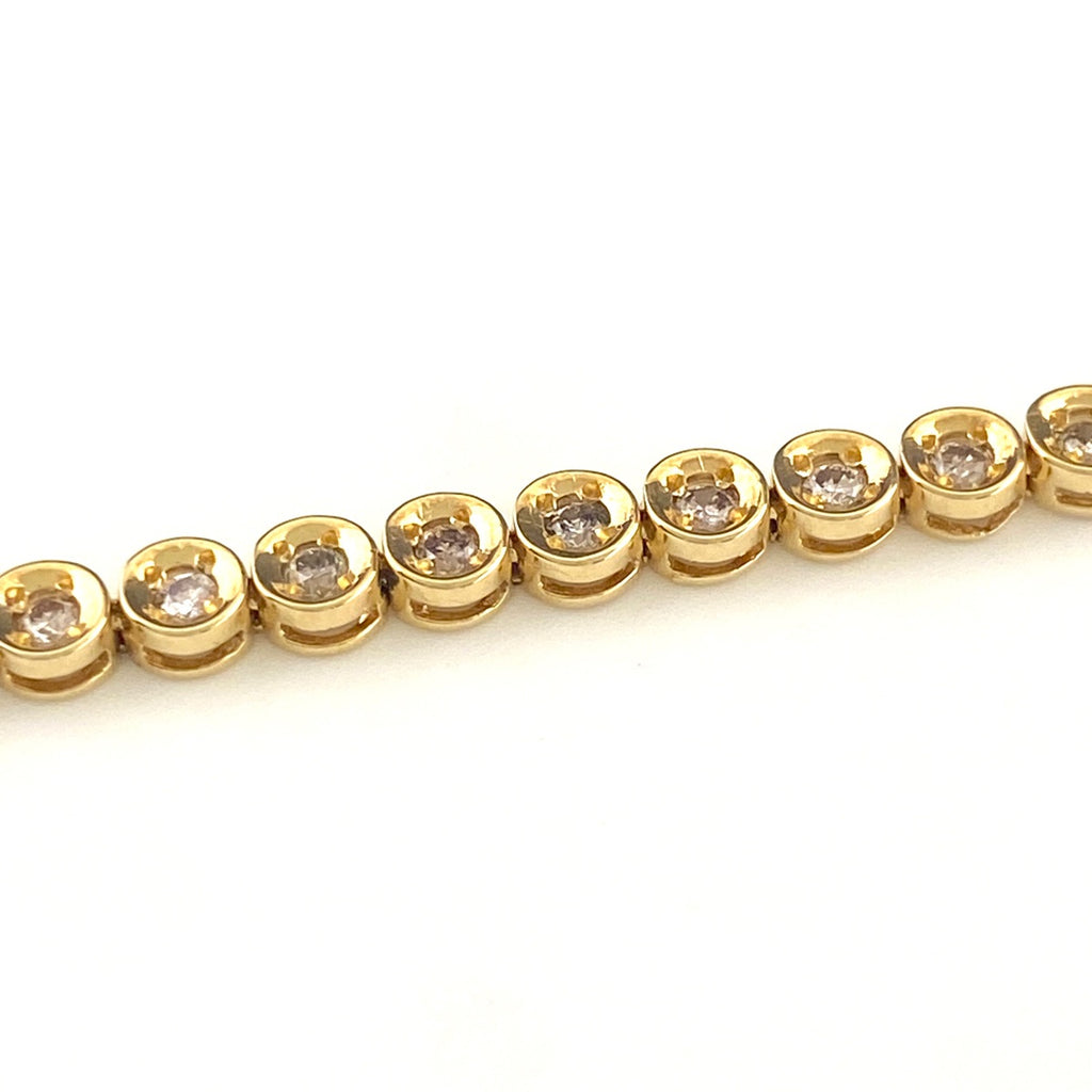テニスブレスレット YG イエローゴールド 腕輪 メレダイヤ ブレスレット K18 ダイヤモンド レディース 【中古】nbjwl