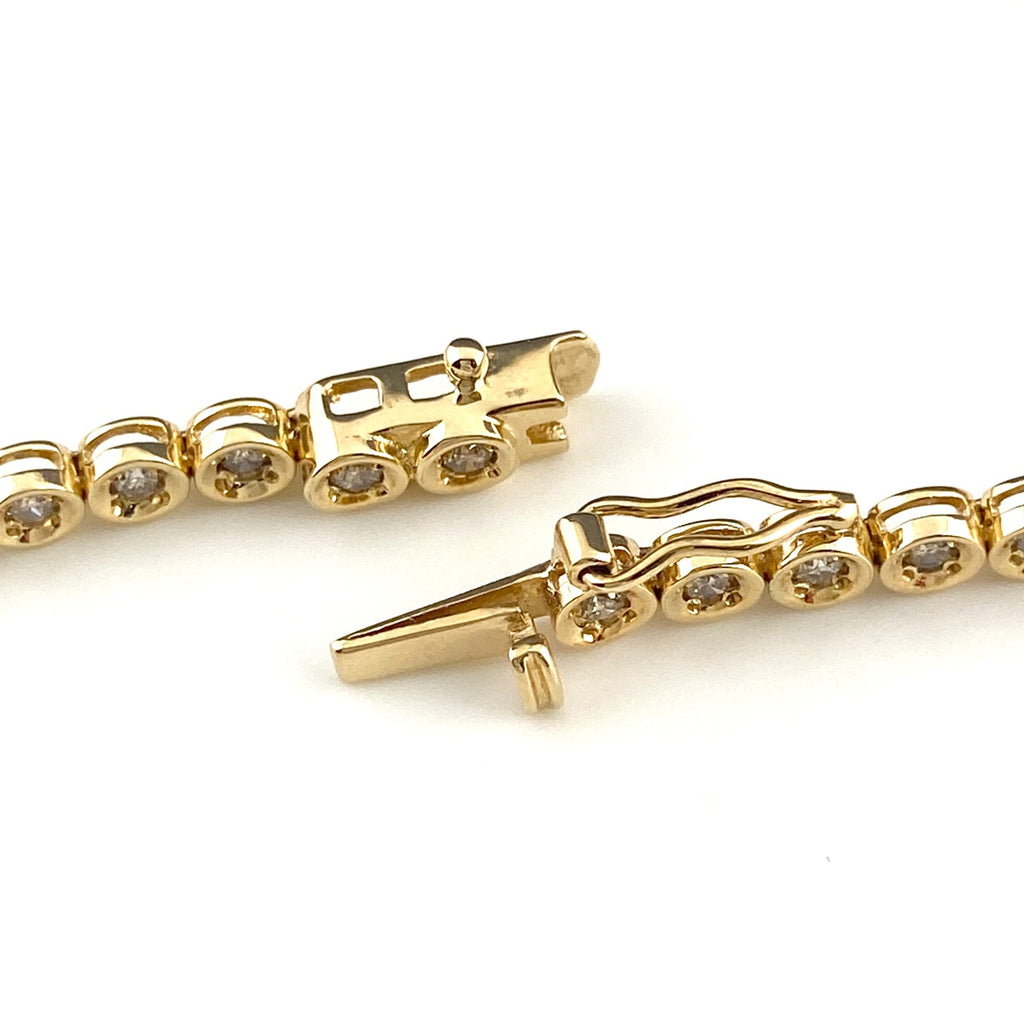 テニスブレスレット YG イエローゴールド 腕輪 メレダイヤ ブレスレット K18 ダイヤモンド レディース 【中古】nbjwl