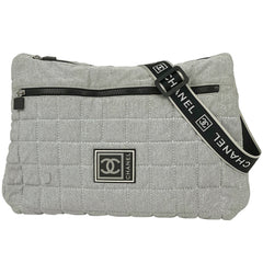 シャネル スポーツライン ショルダーバッグ ココマーク メッセンジャーバッグ ショルダーバッグ コットン グレー レディース 【中古】brbag