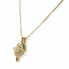 ダイヤモンド デザインネックレス YG イエローゴールド ペンダント  ネックレス K18 750 ダイヤモンド レディース 【中古】nbjwl