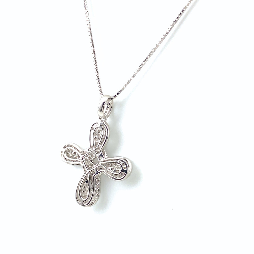 メレダイヤ デザインネックレス WG ホワイトゴールド ペンダント ネックレス K18 WG ダイヤモンド レディース 【中古】nbjwl