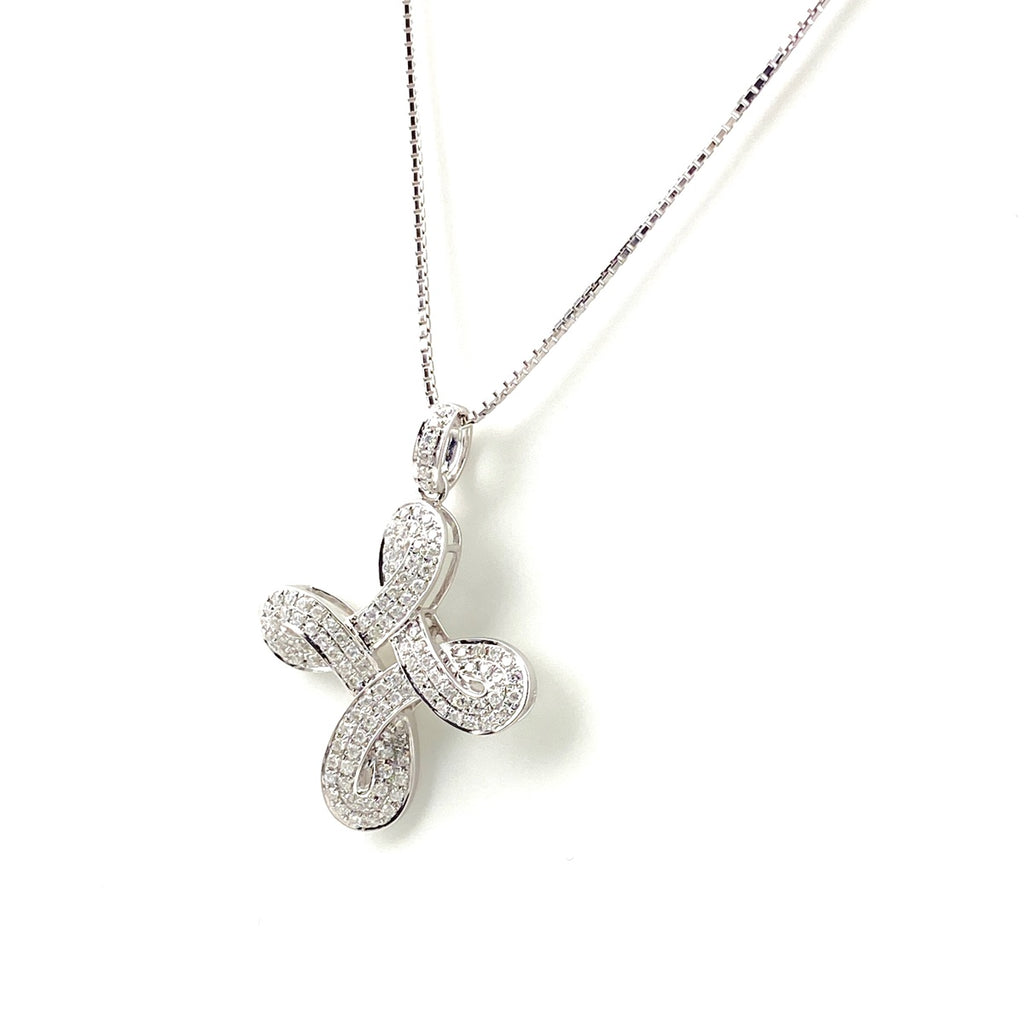 メレダイヤ デザインネックレス WG ホワイトゴールド ペンダント ネックレス K18 WG ダイヤモンド レディース 【中古】nbjwl
