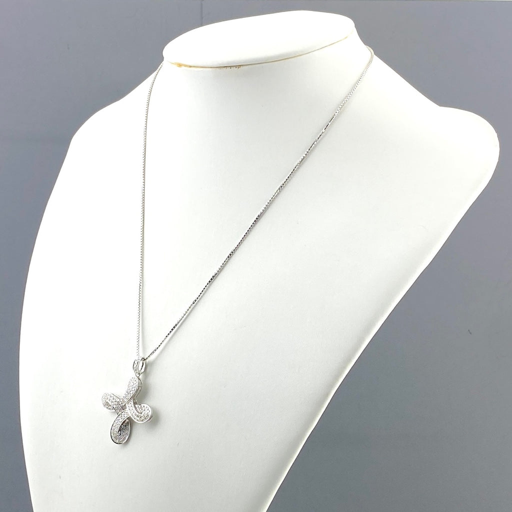 メレダイヤ デザインネックレス WG ホワイトゴールド ペンダント ネックレス K18 WG ダイヤモンド レディース 【中古】nbjwl