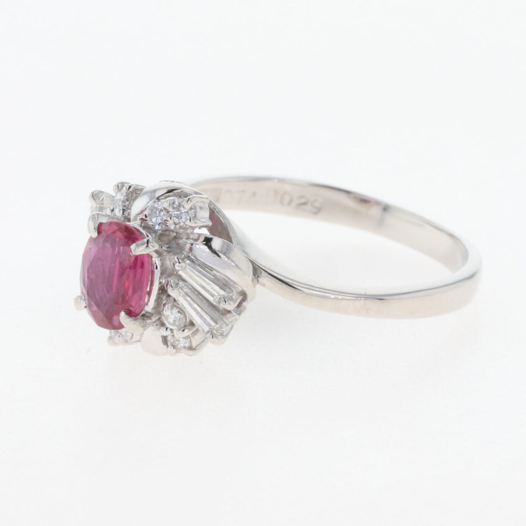 ルビー デザインリング プラチナ 指輪 メレダイヤ リング 12号 Pt900 ルビー ダイヤモンド レディース 【中古】nbjwl