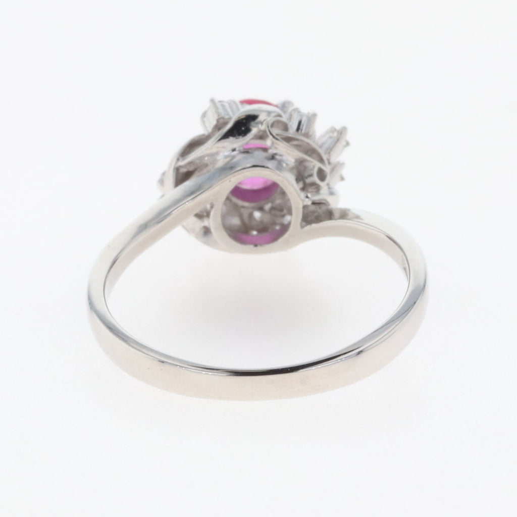 ルビー デザインリング プラチナ 指輪 メレダイヤ リング 12号 Pt900 ルビー ダイヤモンド レディース 【中古】nbjwl