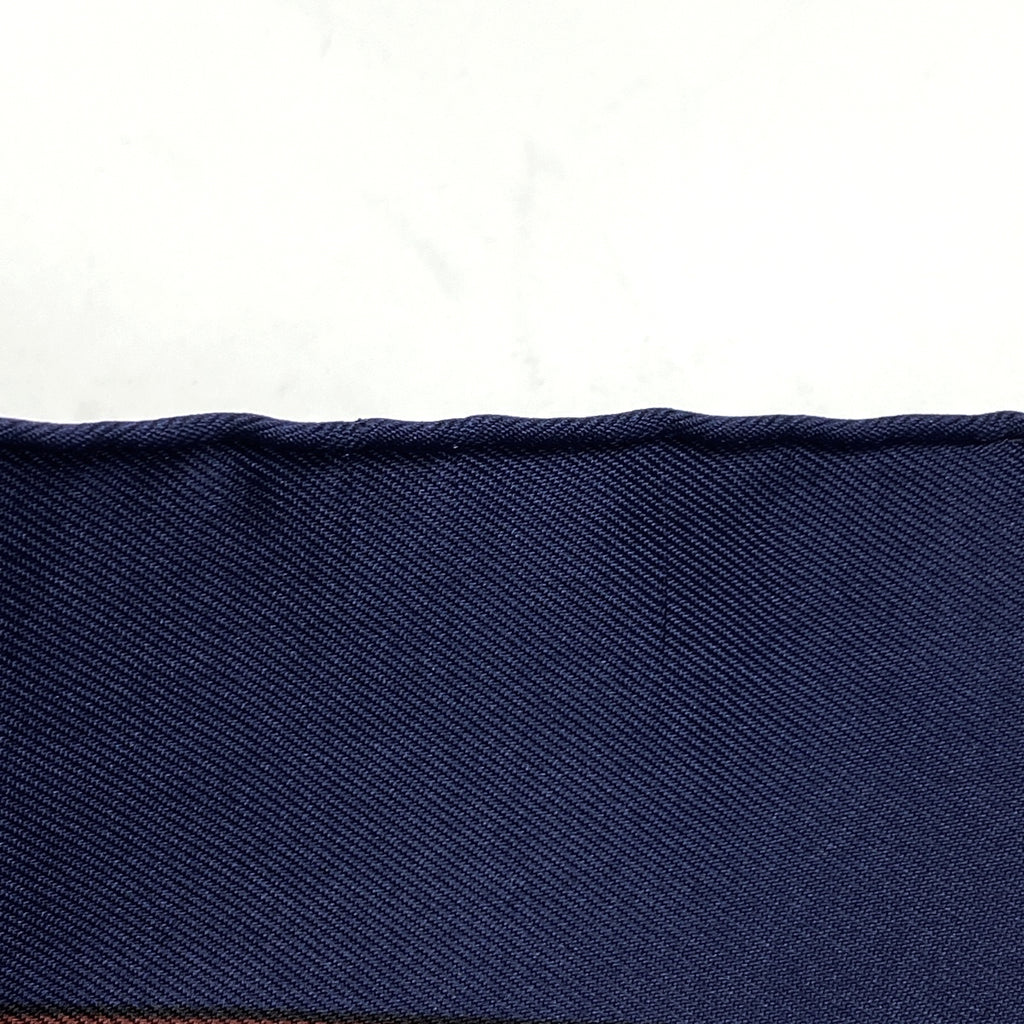エルメス カレ 90 Les Jardiniers du Roy 庭師のロイ スカーフ シルク ネイビー ブラウン マルチカラー レディース 【中古】brbag