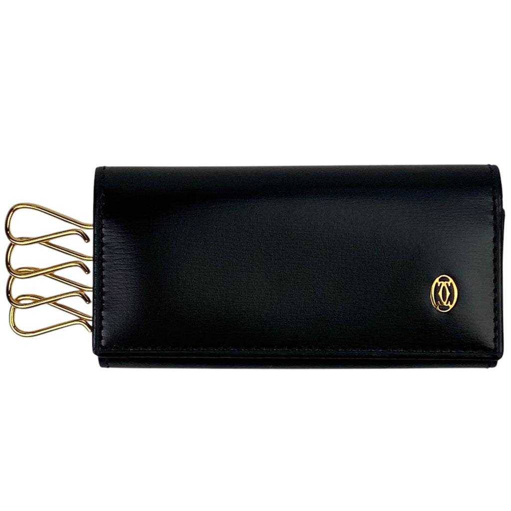 カルティエ マストライン 4連 キーケース ロゴ キーケース レザー ブラック レディース 【中古】brbag