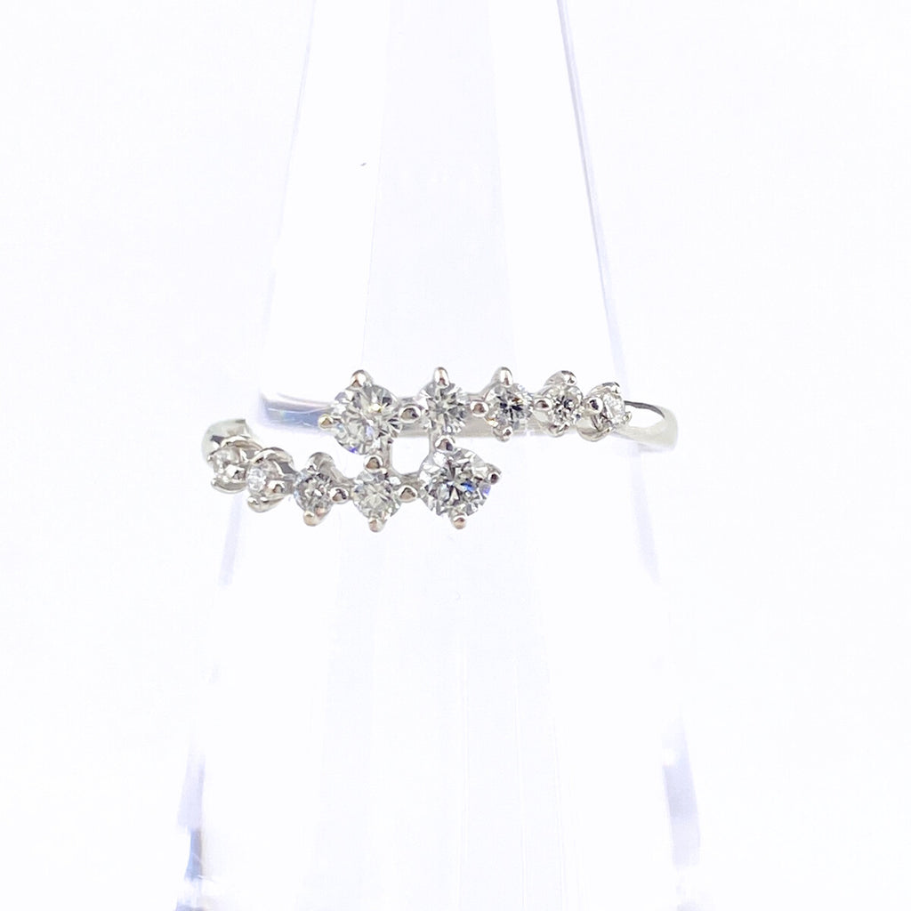 メレダイヤ デザインリング プラチナ 指輪 リング 10.5号 K18 WG ダイヤモンド レディース 【中古】nbjwl