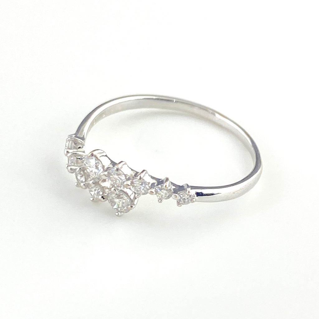 メレダイヤ デザインリング プラチナ 指輪 リング 10.5号 K18 WG ダイヤモンド レディース 【中古】nbjwl