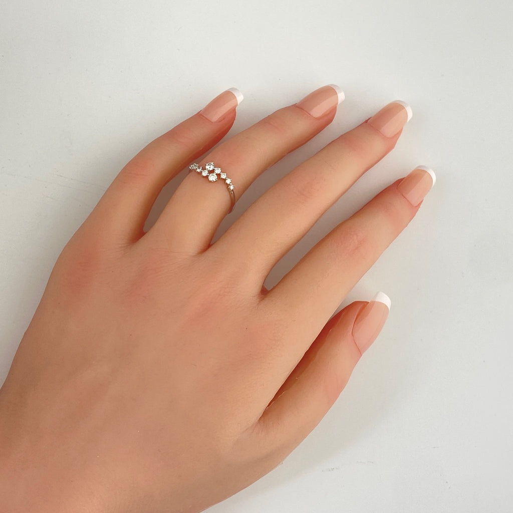 メレダイヤ デザインリング プラチナ 指輪 リング 10.5号 K18 WG ダイヤモンド レディース 【中古】nbjwl