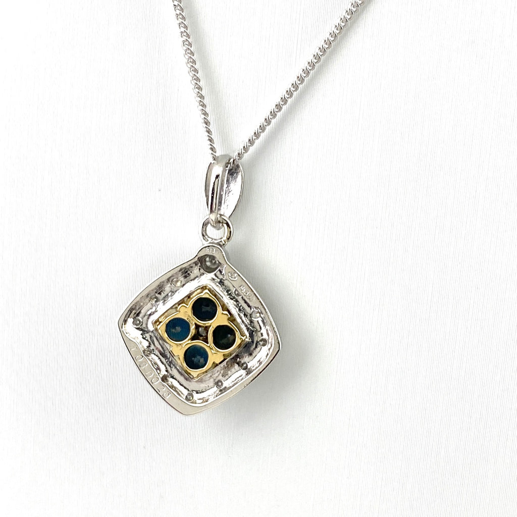 フラワーモチーフ デザインネックレス プラチナ YG イエローゴールド ペンダント メレダイヤ ダイヤモンド 花 ネックレス Pt850 K18 サファイア レディース 【中古】nbjwl