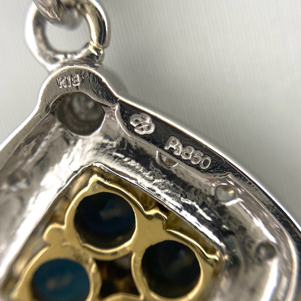 フラワーモチーフ デザインネックレス プラチナ YG イエローゴールド ペンダント メレダイヤ ダイヤモンド 花 ネックレス Pt850 K18 サファイア レディース 【中古】nbjwl
