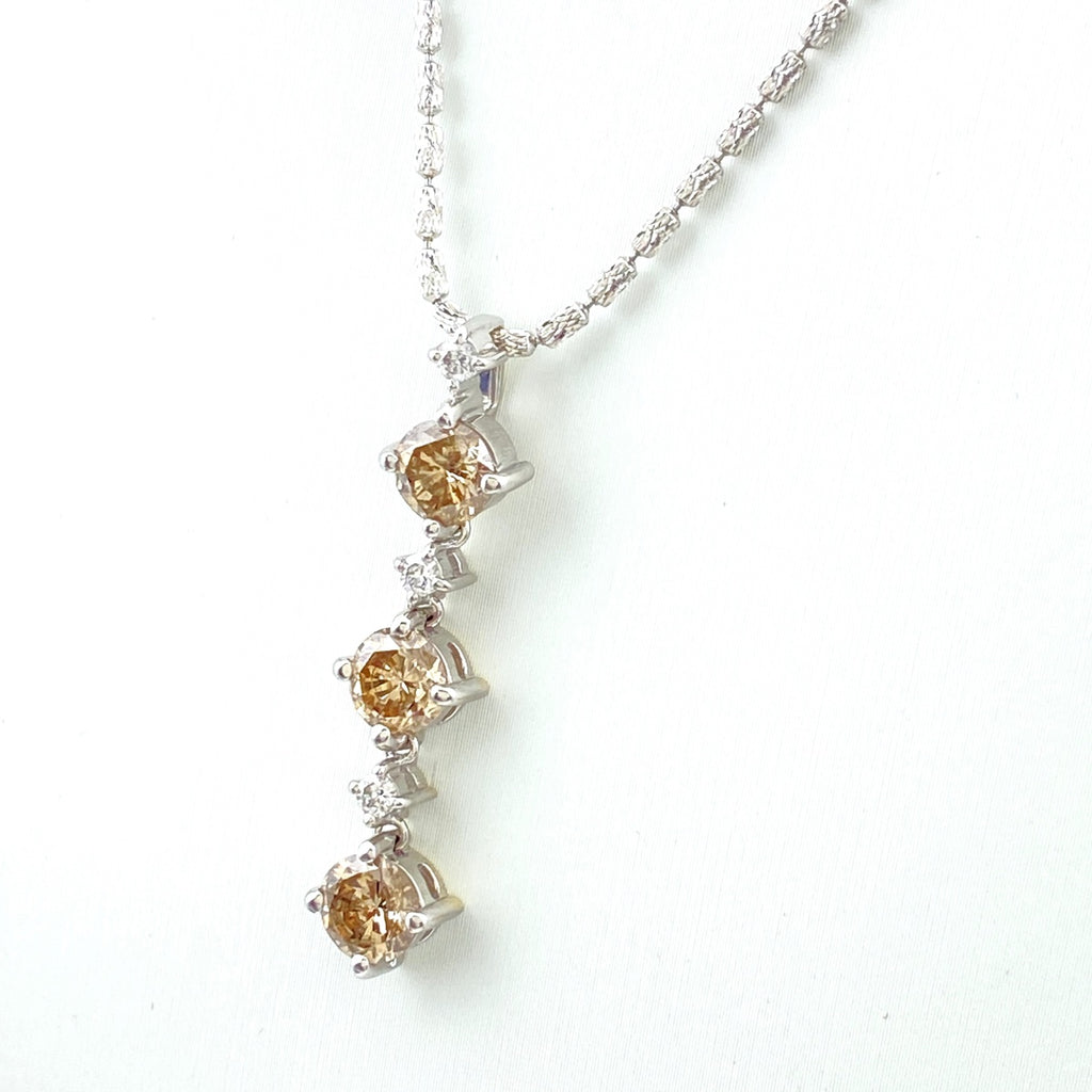 ダイヤモンド デザインネックレス WG ホワイトゴールド ペンダント メレダイヤ ネックレス K18 WG 750 レディース 【中古】nbjwl