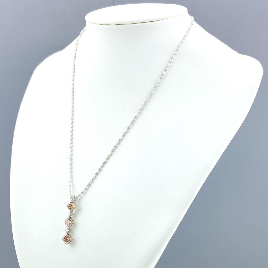 ダイヤモンド デザインネックレス WG ホワイトゴールド ペンダント メレダイヤ ネックレス K18 WG 750 レディース 【中古】nbjwl