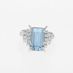 アクアマリン デザインリング プラチナ 指輪 メレダイヤ リング 12号 Pt900 アクアマリン ダイヤモンド レディース 【中古】