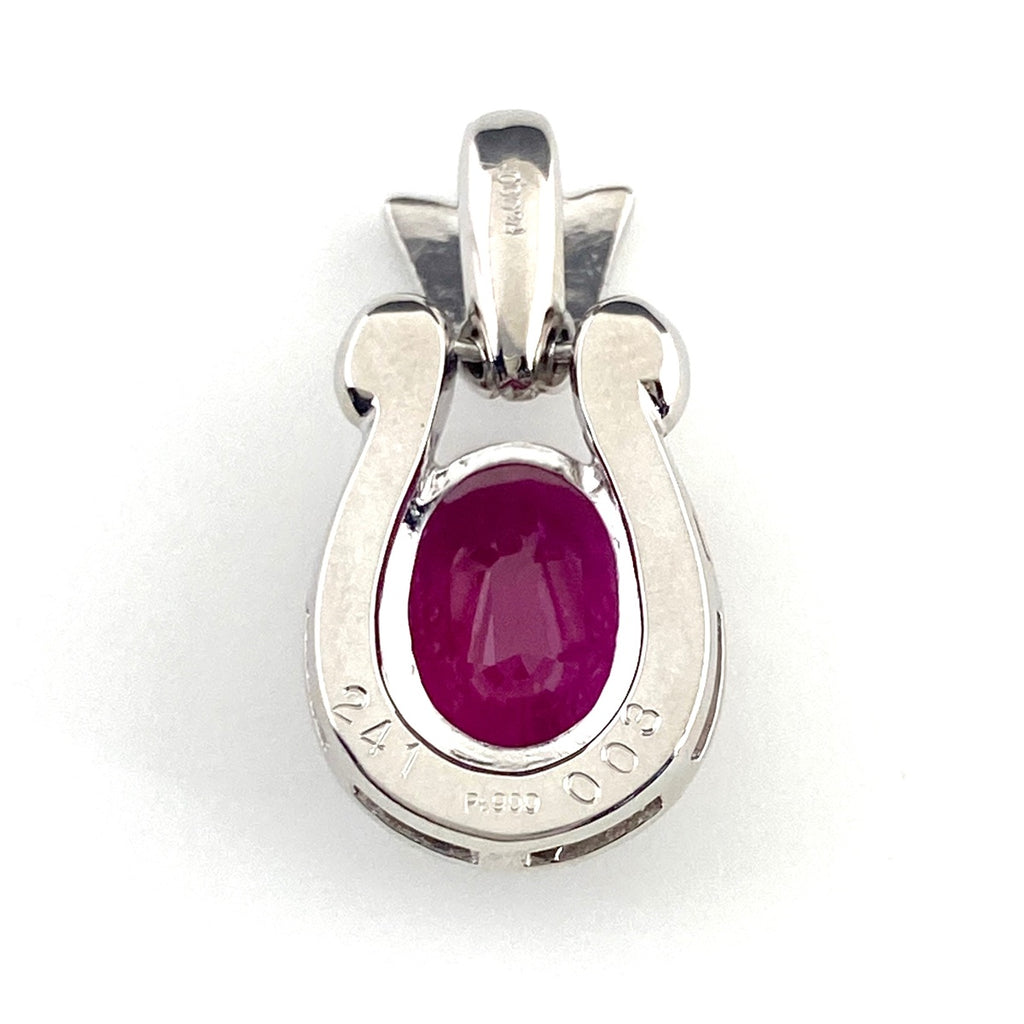 ルビー デザインペンダントトップ プラチナ メレダイヤ ペンダントトップ Pt900 ルビー ダイヤモンド レディース 【中古】nbjwl