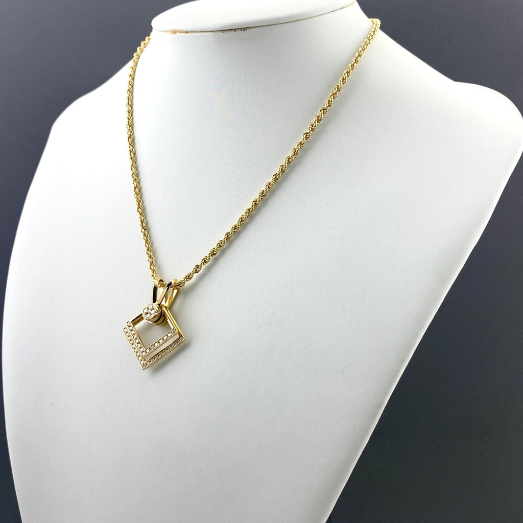 メレダイヤ デザインネックレス YG イエローゴールド ペンダント ネックレス K18 ダイヤモンド レディース 【中古】nbjwl