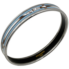 エルメス エマイユ PM 腕輪 七宝焼き バングル シルバーメッキ シルバー ライトブルー レディース 【中古】 bracc