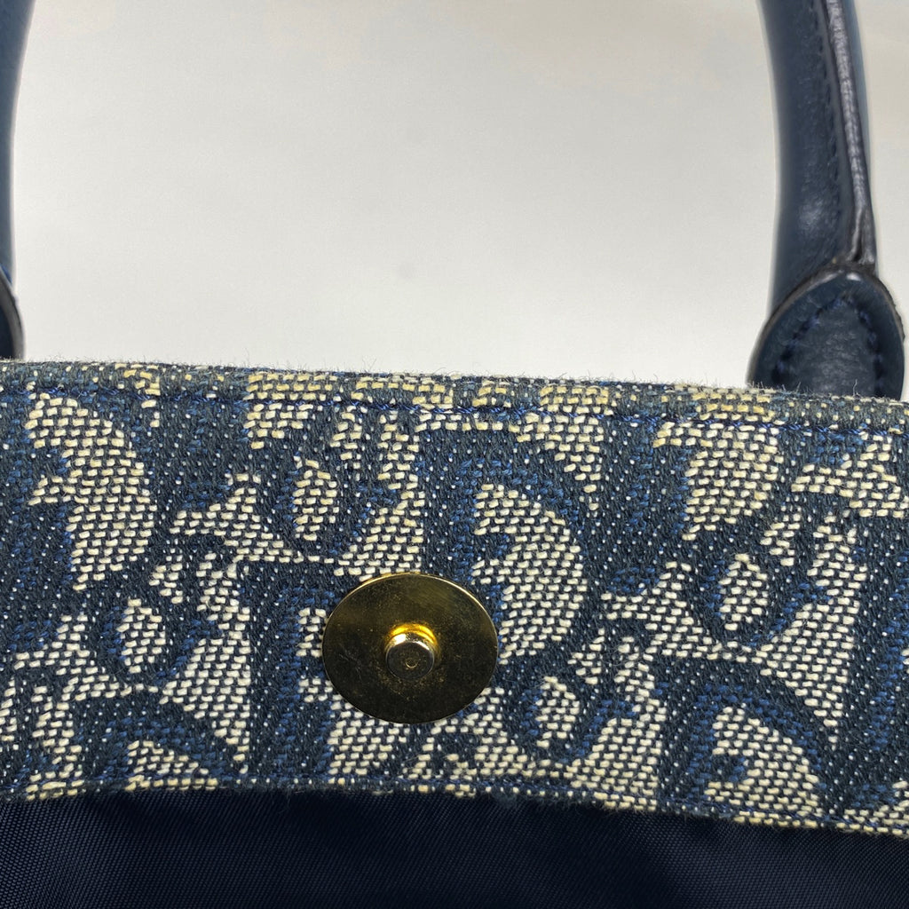 クリスチャンディオール トロッター柄 トートバッグ ハンドバッグ トートバッグ キャンバス ネイビー レディース 【中古】brbag