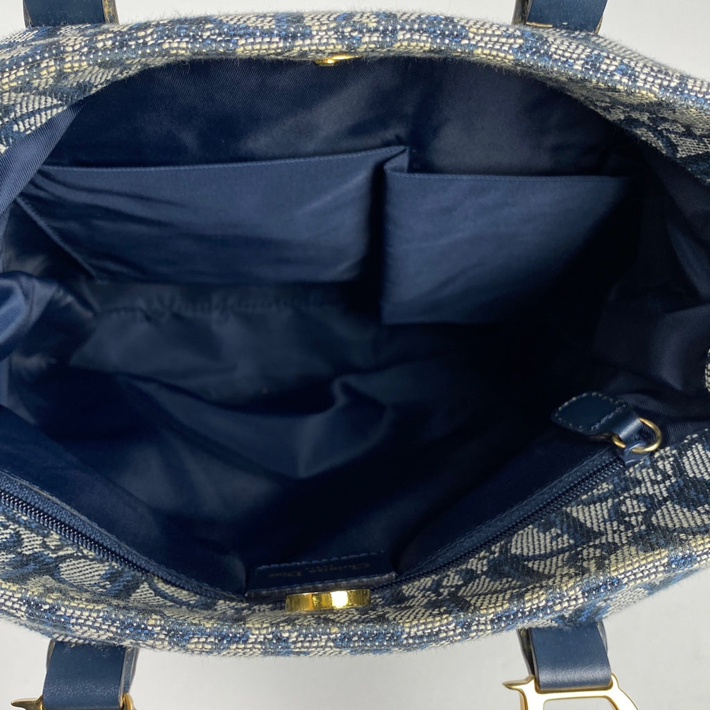 クリスチャンディオール トロッター柄 トートバッグ ハンドバッグ トートバッグ キャンバス ネイビー レディース 【中古】brbag