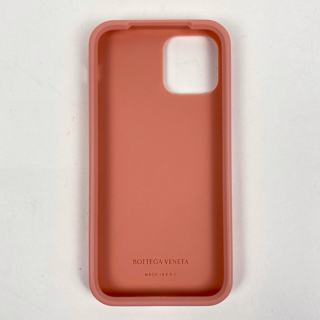 ボッテガヴェネタ イントレチャート スマホケース iPhone12/12Pro 携帯電話ケース ラバー サーモンピンク レディース 【中古】brbag