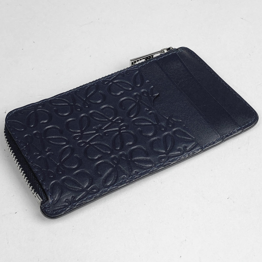 ロエベ アナグラム コインケース カードケース コインケース レザー ネイビー レディース 【中古】brbag