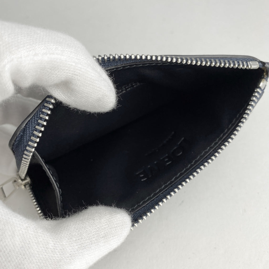 ロエベ アナグラム コインケース カードケース コインケース レザー ネイビー レディース 【中古】brbag