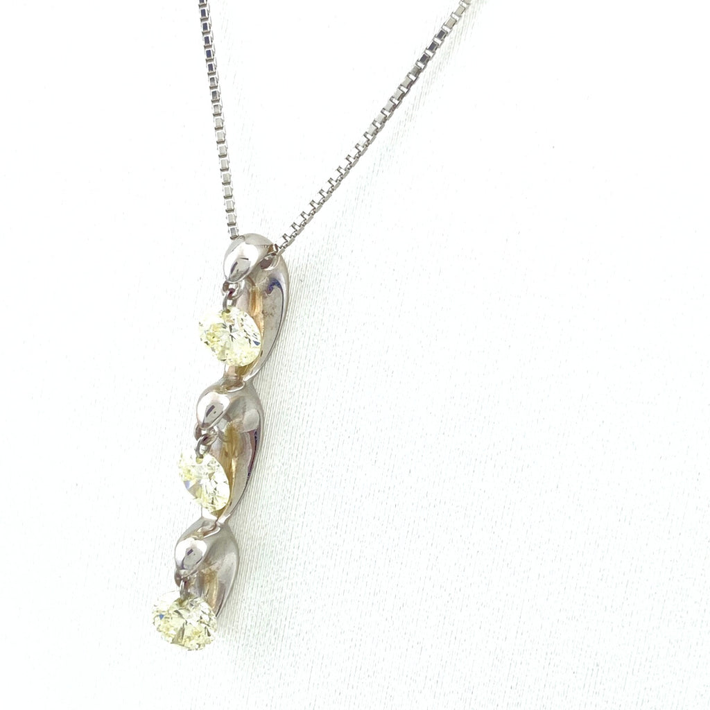 メレダイヤ デザインネックレス WG ホワイトゴールド プラチナ ペンダント ダイヤモンド ネックレス K18 WG Pt850 レディース 【中古】nbjwl