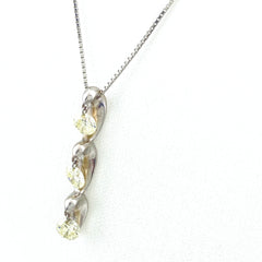 メレダイヤ デザインネックレス WG ホワイトゴールド プラチナ ペンダント ダイヤモンド ネックレス K18 WG Pt850 レディース 【中古】nbjwl