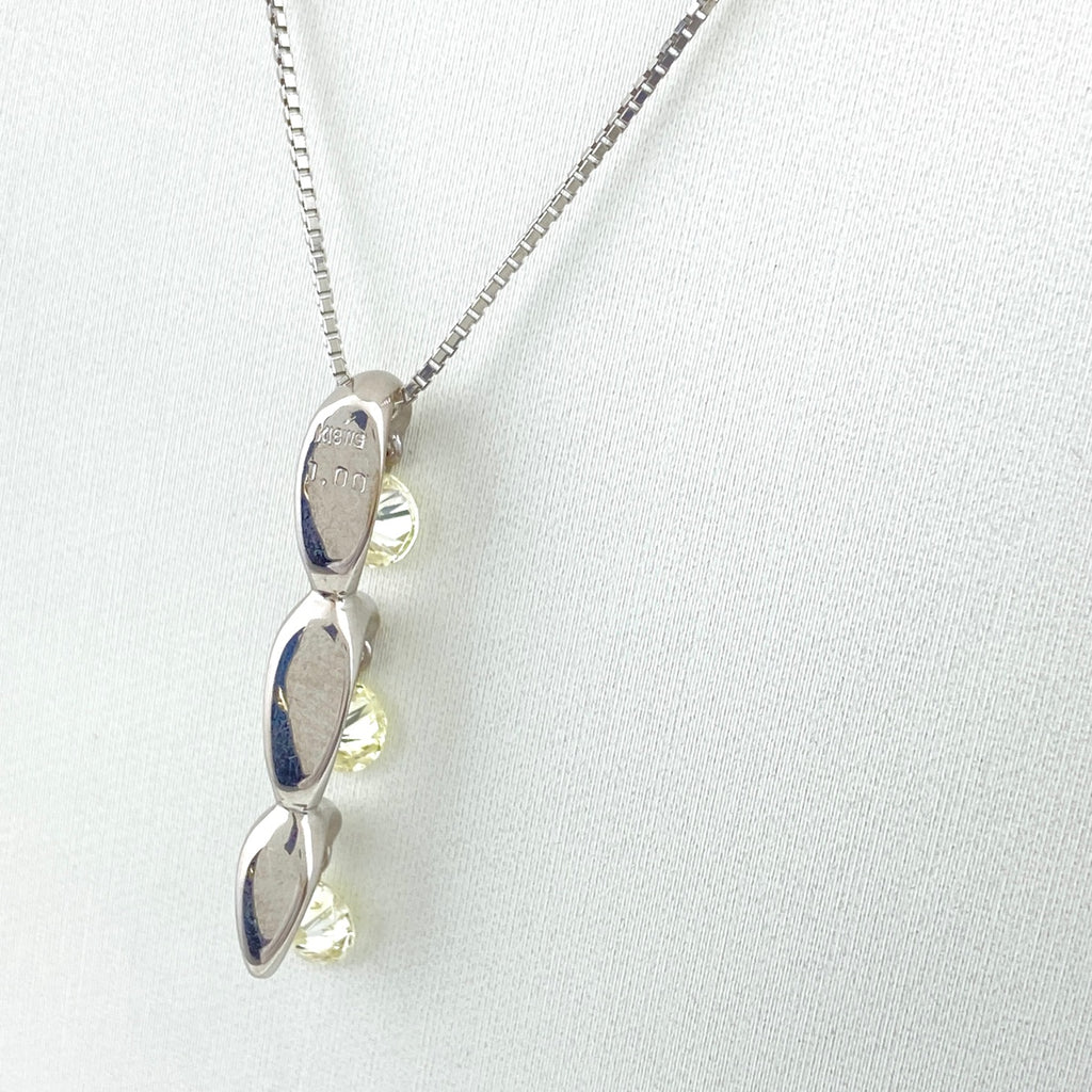 メレダイヤ デザインネックレス WG ホワイトゴールド プラチナ ペンダント ダイヤモンド ネックレス K18 WG Pt850 レディース 【中古】nbjwl