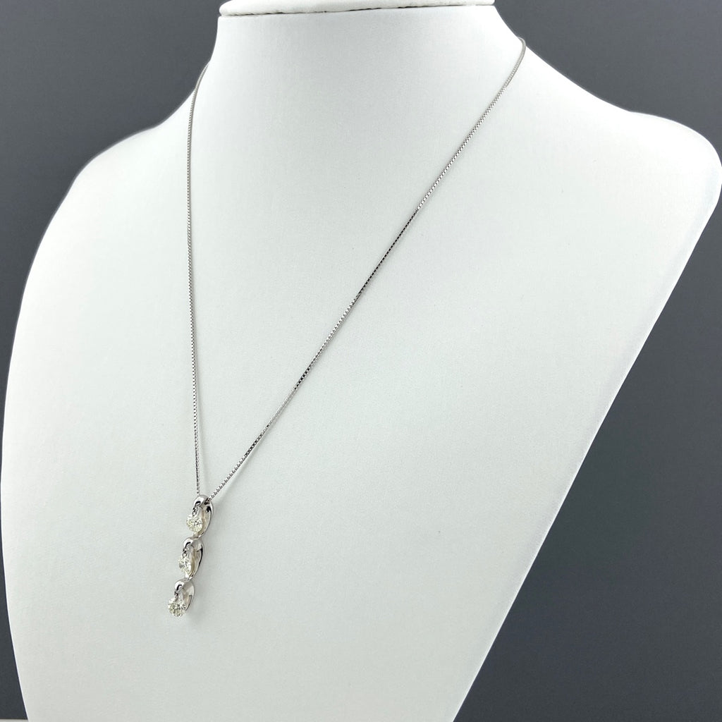 メレダイヤ デザインネックレス WG ホワイトゴールド プラチナ ペンダント ダイヤモンド ネックレス K18 WG Pt850 レディース 【中古】nbjwl