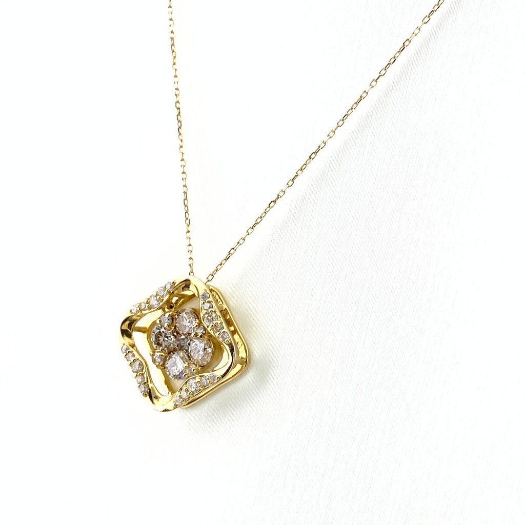 メレダイヤ デザインネックレス YG イエローゴールド ペンダント ネックレス K18 750 ダイヤモンド レディース 【中古】nbjwl