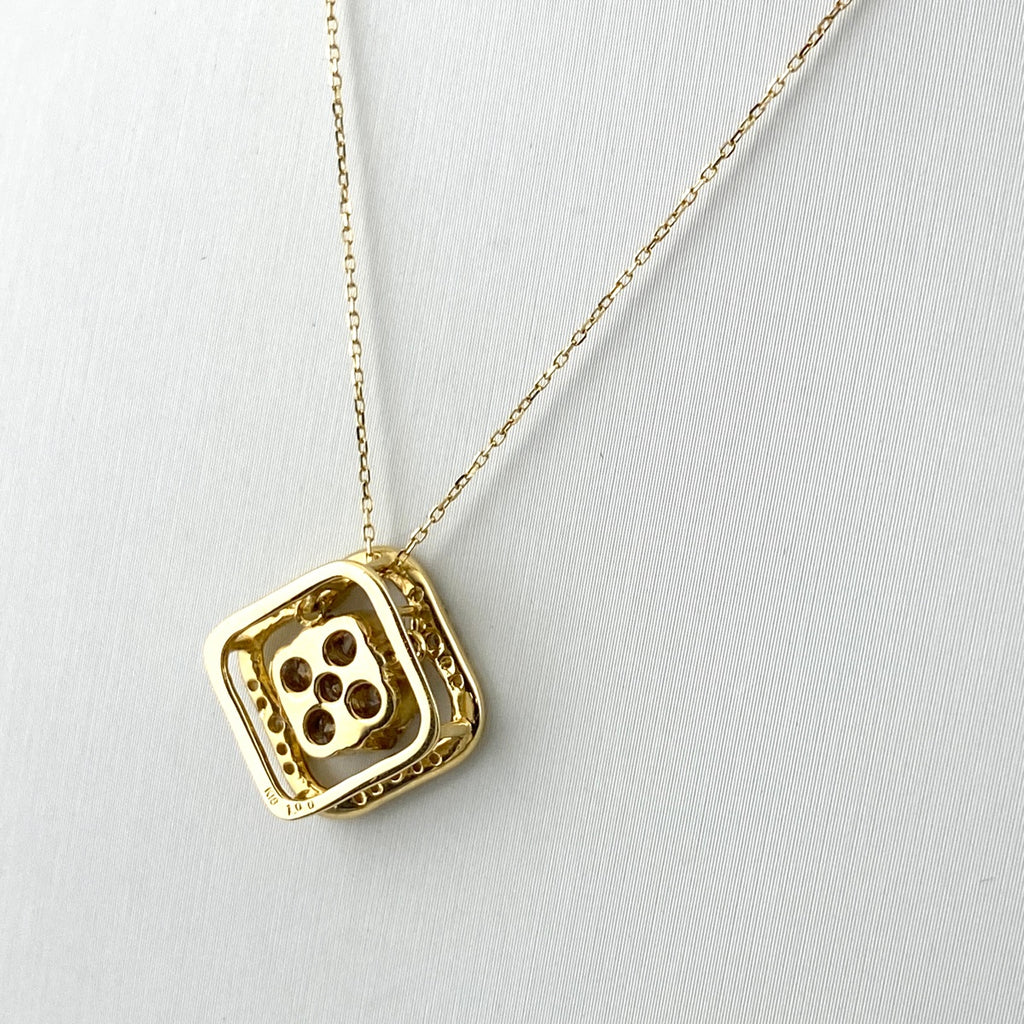メレダイヤ デザインネックレス YG イエローゴールド ペンダント ネックレス K18 750 ダイヤモンド レディース 【中古】nbjwl