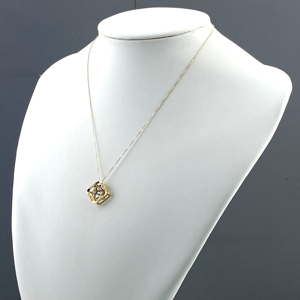 メレダイヤ デザインネックレス YG イエローゴールド ペンダント ネックレス K18 750 ダイヤモンド レディース 【中古】nbjwl