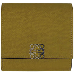 ロエベ アナグラム コンパクト フラップ ウォレット ロゴ 二つ折り財布 レザー イエロー レディース 【中古】 brbag