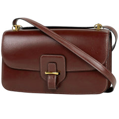 エルメス ドリー ハンドバッグ 肩掛け ショルダーバッグ ボックスカーフ ボルドー 〇O レディース 【中古】 brbag