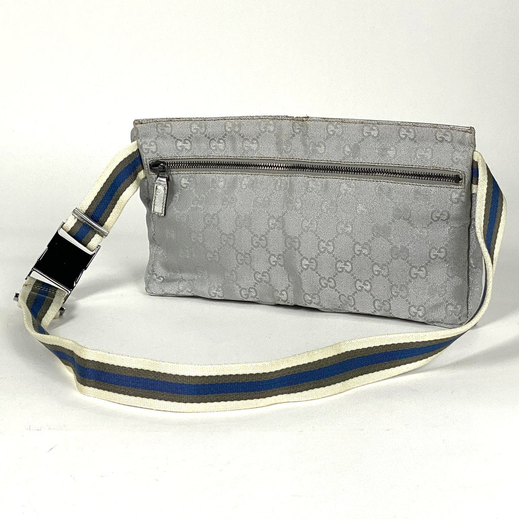 グッチ GG柄 ウエストバッグ ウエストポーチ ボディバッグ GGキャンバス シルバー 28566 レディース 【中古】brbag