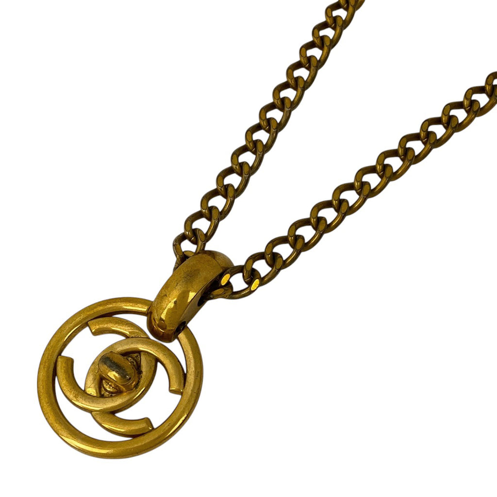 シャネル ココマーク チェーン ネックレス ラウンド ターンロック ネックレス GP ゴールド レディース 【中古】bracc