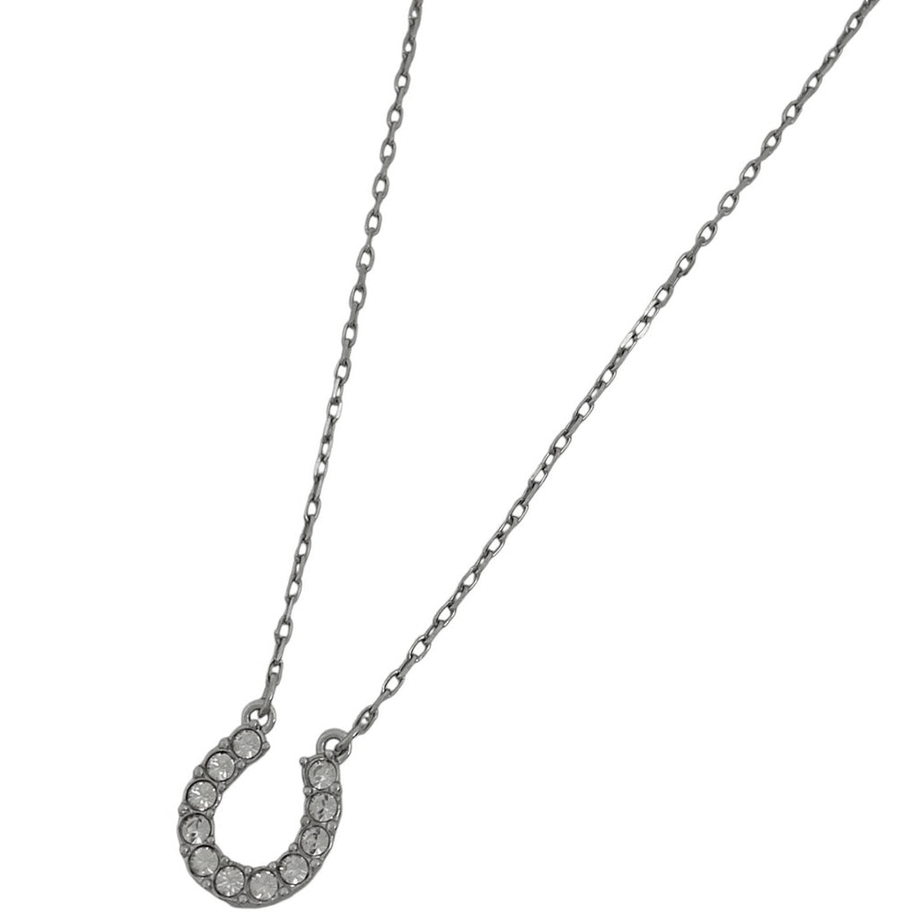 スワロフスキー クリスタル デザイン ネックレス 蹄鉄モチーフ ネックレス シルバーメッキ シルバー レディース 【中古】bracc