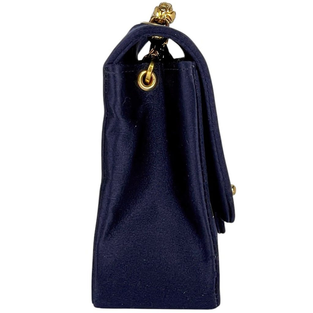 シャネル ココマーク チェーン ショルダーバッグ マトラッセ ミニ サテン ネイビー レディース 【中古】 brbag