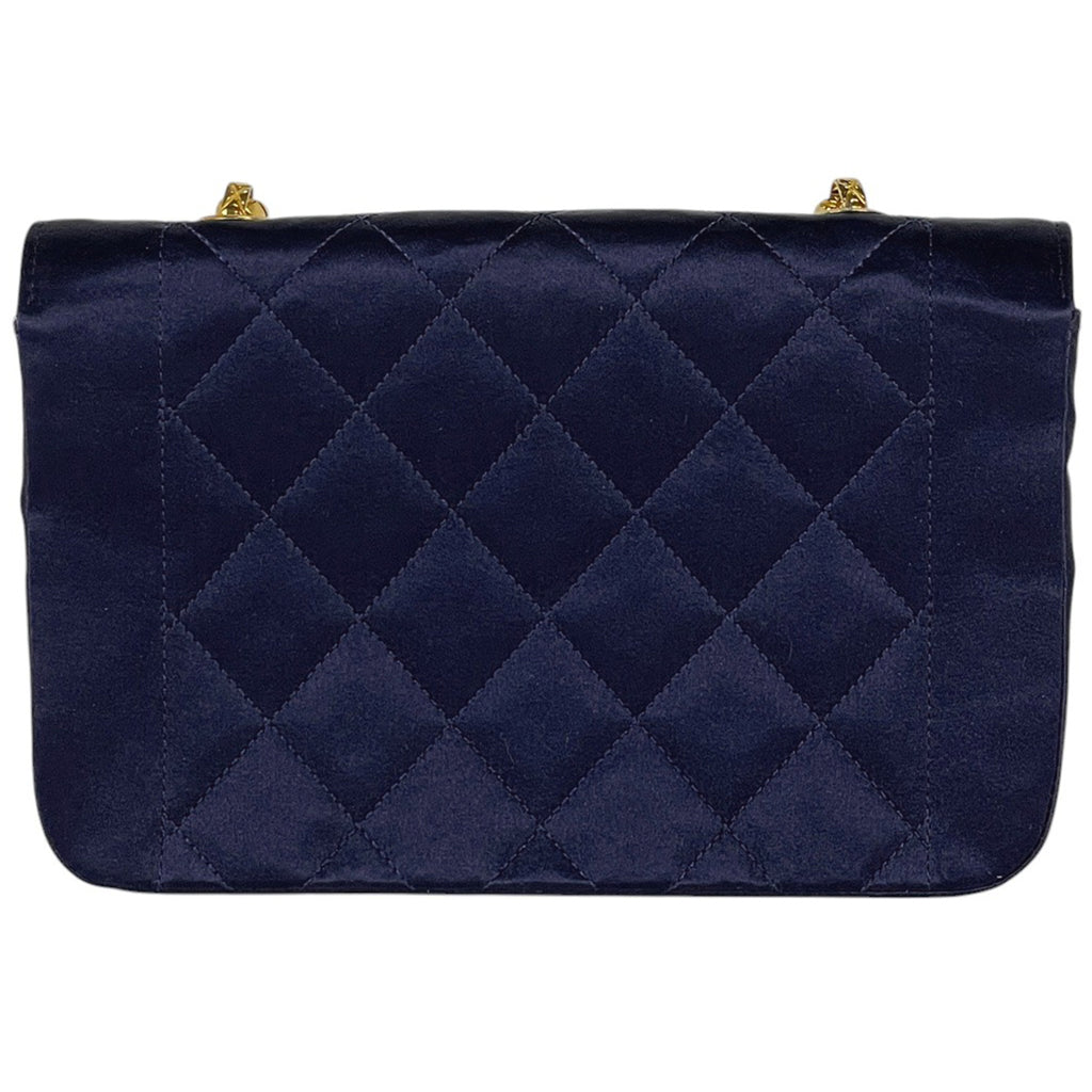 シャネル ココマーク チェーン ショルダーバッグ マトラッセ ミニ サテン ネイビー レディース 【中古】 brbag