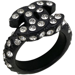 シャネル ココマーク ラインストーン リング 指輪 リング 12号 プラスチック ラインストーン ブラック レディース 【中古】 bracc