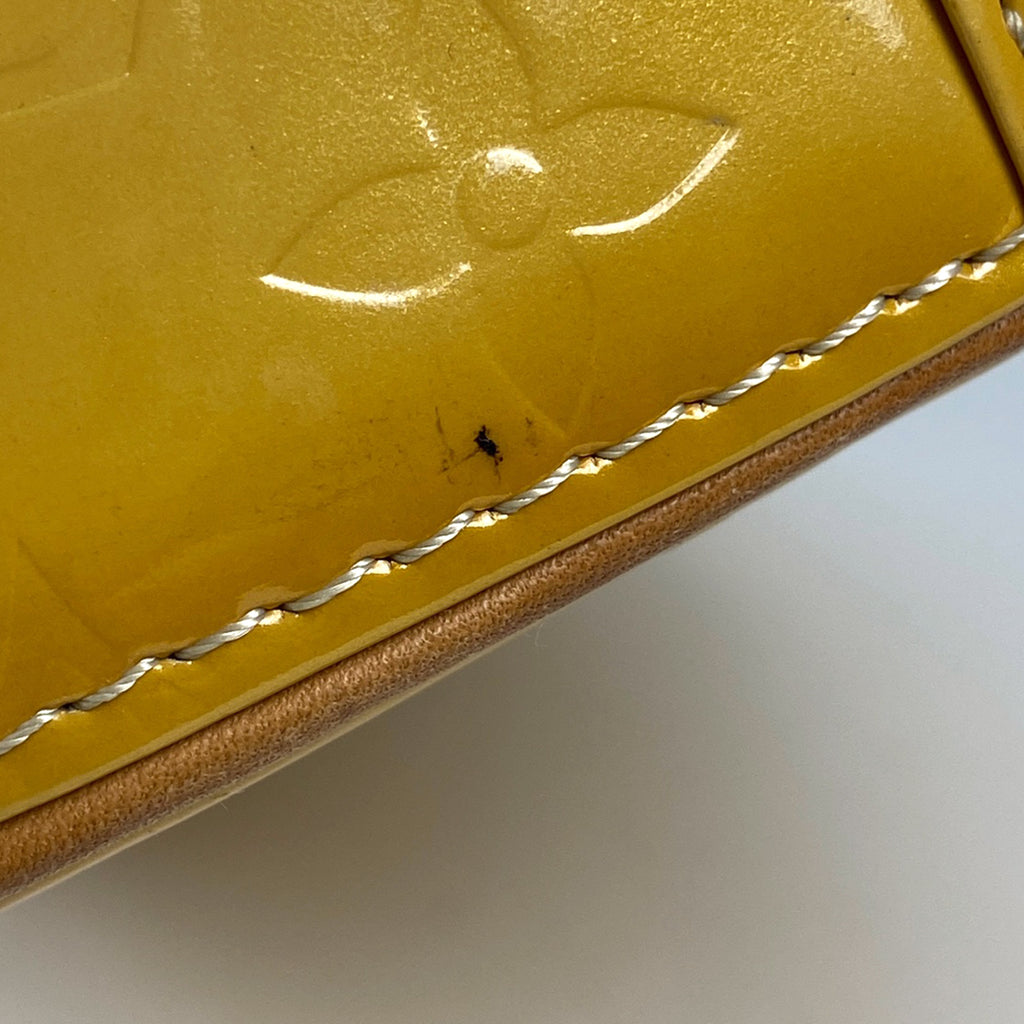 ルイ・ヴィトン ヒューストン ハンドバッグ エナメル パテント トートバッグ モノグラムヴェルニ ライムイエロー M91055 レディース 【中古】
