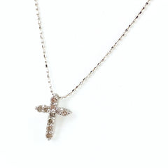 【在庫一掃】 クロスモチーフ デザインネックレス WG ホワイトゴールド ペンダント メレダイヤ ネックレス K18 WG 750 レディース 【中古】 nbjwl