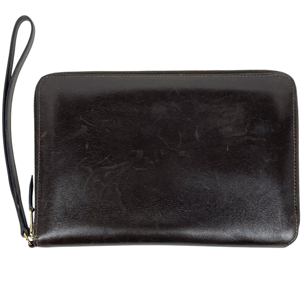 エルメス チャーリー ラウンドファスナー ラウンドジップ 長財布 ボックスカーフ ブラウン □A レディース 【中古】 brbag