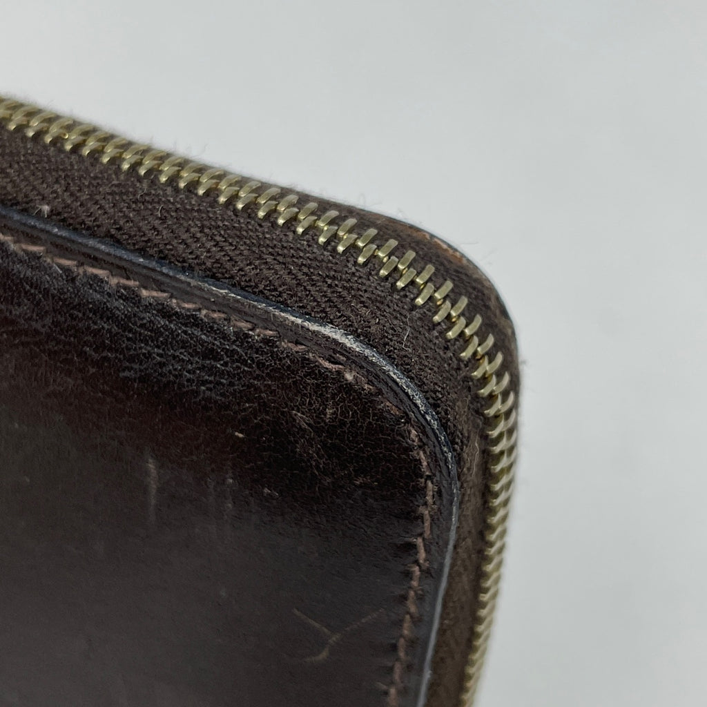 エルメス チャーリー ラウンドファスナー ラウンドジップ 長財布 ボックスカーフ ブラウン □A レディース 【中古】 brbag