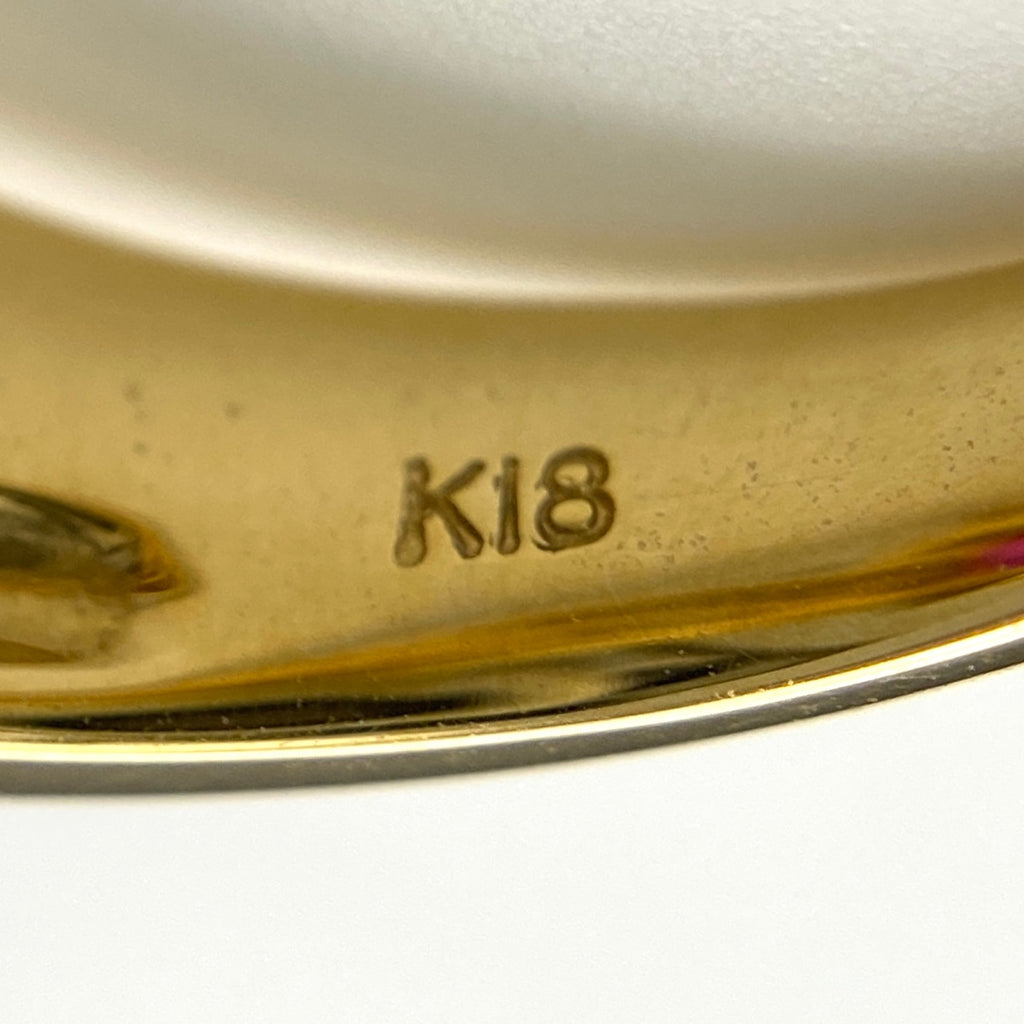 ルビー デザインリング YG イエローゴールド 指輪 メレダイヤ リング 9号 K18 ルビー ダイヤモンド レディース 【中古】nbjwl