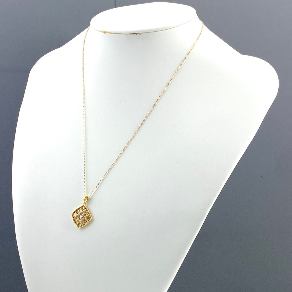メレダイヤ デザインネックレス YG イエローゴールド ペンダント ネックレス K18 ダイヤモンド レディース 【中古】nbjwl