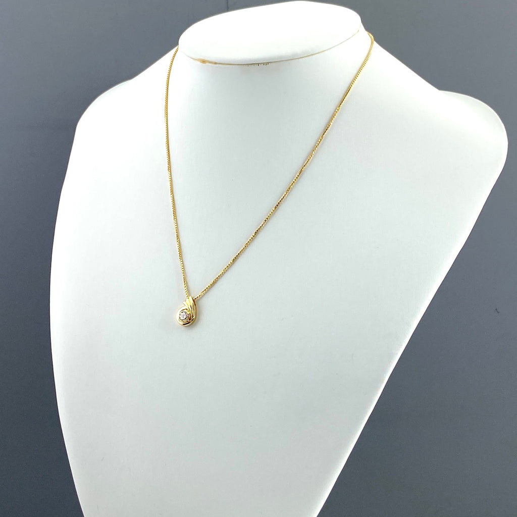 ダイヤモンド デザインネックレス YG イエローゴールド ペンダント ネックレス K18 ダイヤモンド レディース 【中古】nbjwl